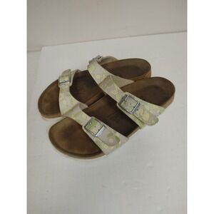 Birkenstock Birkis Tahiti Gray‎ with Green Floral Sandals Size 6